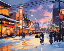 Laden Sie das Bild in den Galerie-Viewer, Diamond Painting - Retro-Winterstraße in Japan