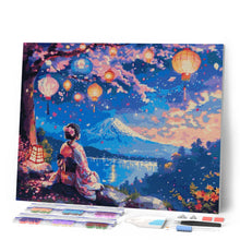 Laden Sie das Bild in den Galerie-Viewer, Diamond Painting - Mädchen, Laternen und Mount Fuji