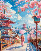 Laden Sie das Bild in den Galerie-Viewer, Diamond Painting - Sakura-Straße in Kyoto – 40 x 50 cm auf Keilrahmen gespannt