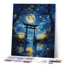 Laden Sie das Bild in den Galerie-Viewer, Diamond Painting - Mondlicht-Torii mit Glühwürmchen