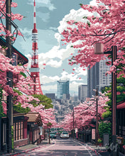 Laden Sie das Bild in den Galerie-Viewer, Diamond Painting - Tokio Sakura-Straße – 40 x 50 cm auf Keilrahmen gespannt