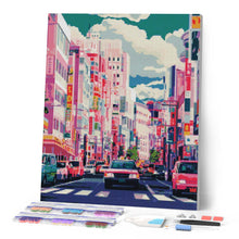 Laden Sie das Bild in den Galerie-Viewer, Diamond Painting - Belebte Straße in Japan – 40 x 50 cm auf Keilrahmen gespannt