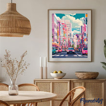 Laden Sie das Bild in den Galerie-Viewer, Diamond Painting - Belebte Straße in Japan – 40 x 50 cm auf Keilrahmen gespannt