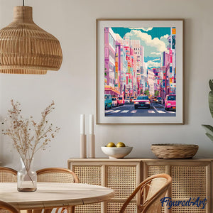 Diamond Painting - Belebte Straße in Japan – 40 x 50 cm auf Keilrahmen gespannt