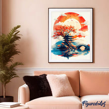 Laden Sie das Bild in den Galerie-Viewer, Diamond Painting - Pagode unter der aufgehenden Sonne