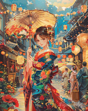 Laden Sie das Bild in den Galerie-Viewer, Diamond Painting - Kimono-Mädchen beim Laternenfest