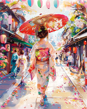 Laden Sie das Bild in den Galerie-Viewer, Diamond Painting - Yukata-Mädchen auf der Feststraße