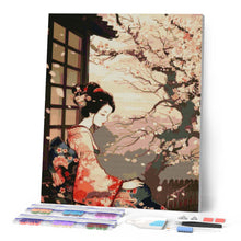 Laden Sie das Bild in den Galerie-Viewer, Diamond Painting - Vintage-Kimono-Dame mit Kirschbüten