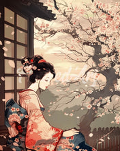Laden Sie das Bild in den Galerie-Viewer, Diamond Painting - Vintage-Kimono-Dame mit Kirschbüten