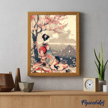 Laden Sie das Bild in den Galerie-Viewer, Diamond Painting - Vintage-Sakura-Dame – 40 x 50 cm auf Keilrahmen gespannt