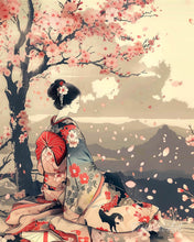 Laden Sie das Bild in den Galerie-Viewer, Diamond Painting - Vintage-Sakura-Dame – 40 x 50 cm auf Keilrahmen gespannt