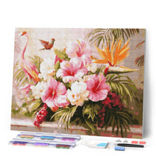 Laden Sie das Bild in den Galerie-Viewer, Diamond Painting - Hibiskus und Flamingo