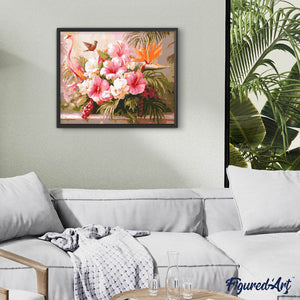 Diamond Painting - Hibiskus und Flamingo