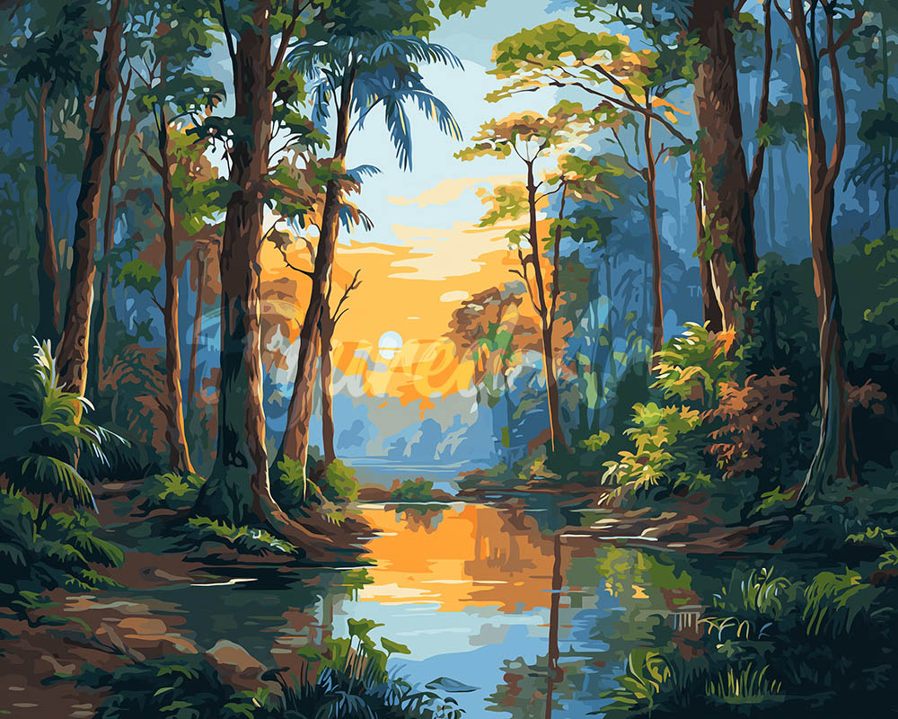 Diamond Painting - Regenwaldsee