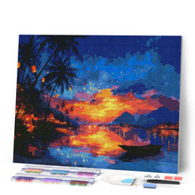 Laden Sie das Bild in den Galerie-Viewer, Diamond Painting - Sonnenuntergang am Laternenstrand