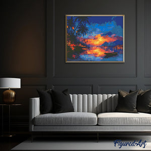 Diamond Painting - Sonnenuntergang am Laternenstrand