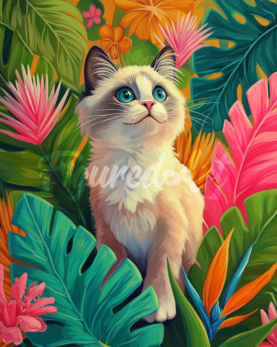 Diamond Painting - Ragdoll-Kätzchen im Dschungel