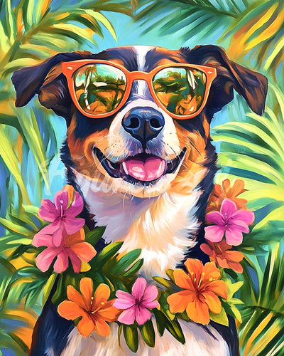 Diamond Painting - Hund im Urlaub