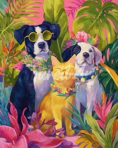 Diamond Painting - Trio tropischer Haustiere