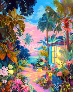 Diamond Painting - Tropischer Hinterhof