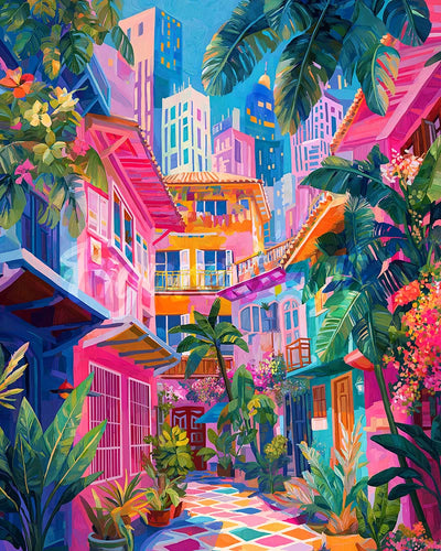 Diamond Painting - Bunte Nachbarschaft