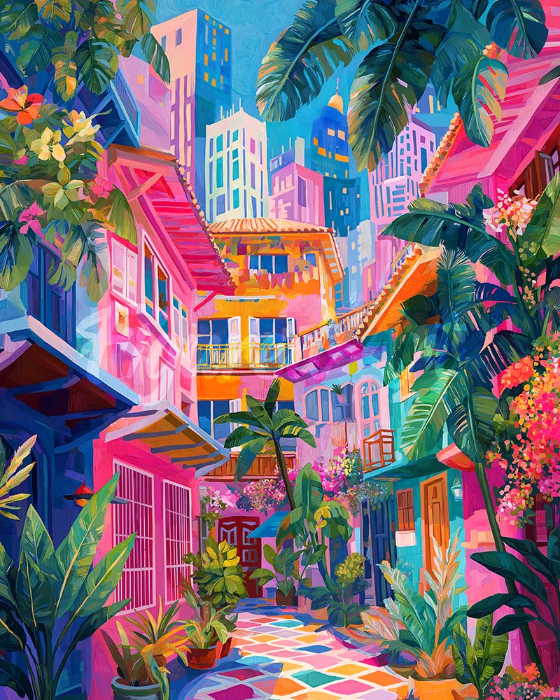 Diamond Painting - Bunte Nachbarschaft