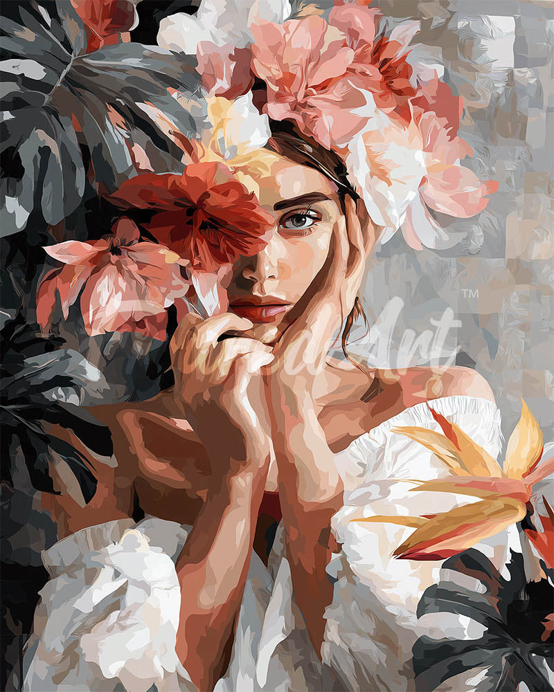 Diamond Painting - Blumenmädchen-Porträt