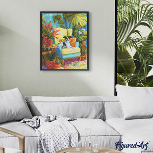 Diamond Painting - Pflanzenecke mit Hund