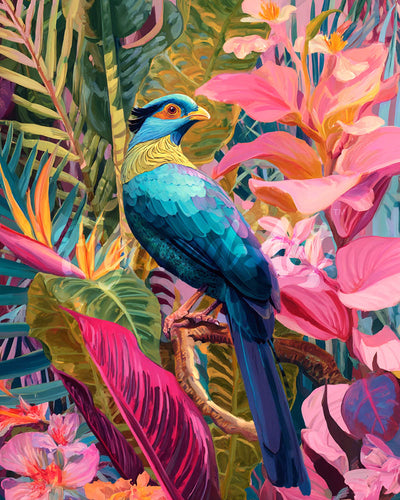 Diamond Painting - Tropischer blauer Vogel