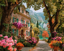 Laden Sie das Bild in den Galerie-Viewer, Diamond Painting - Blühende Villa am See
