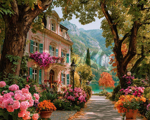 Diamond Painting - Blühende Villa am See