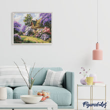Laden Sie das Bild in den Galerie-Viewer, Diamond Painting - Cottage mit Flieder-Garten