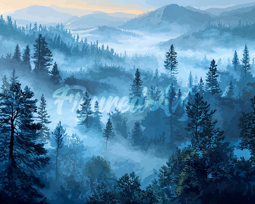 Diamond Painting - Nebel in den Kiefern