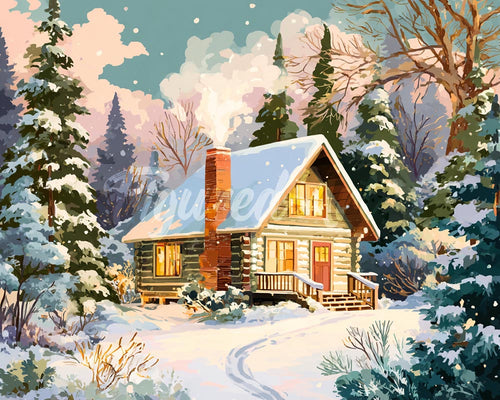 Diamond Painting - Winterhütte