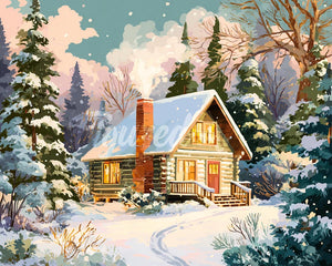 Diamond Painting - Winterhütte