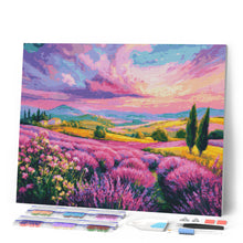 Laden Sie das Bild in den Galerie-Viewer, Diamond Painting - Lavendelhügel bei Sonnenuntergang