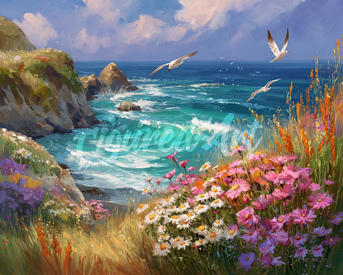 Diamond Painting - Blühende Ozeanaussicht