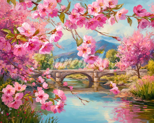Diamond Painting - Kirschblütenbrücke
