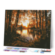 Laden Sie das Bild in den Galerie-Viewer, Diamond Painting - Goldener Birkensee
