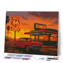 Laden Sie das Bild in den Galerie-Viewer, Diamond Painting - Der Diner und der Oldtimer