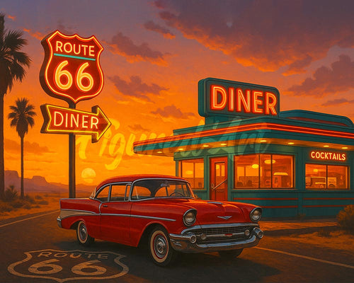 Diamond Painting - Der Diner und der Oldtimer