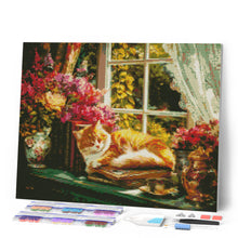 Laden Sie das Bild in den Galerie-Viewer, Diamond Painting - Gemütliches Fenster mit Katze