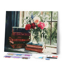 Laden Sie das Bild in den Galerie-Viewer, Diamond Painting - Antike Bücher und Blumen