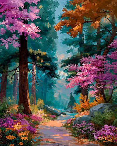Diamond Painting - Blühender Waldweg