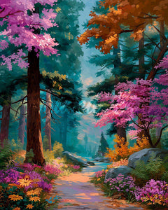 Diamond Painting - Blühender Waldweg