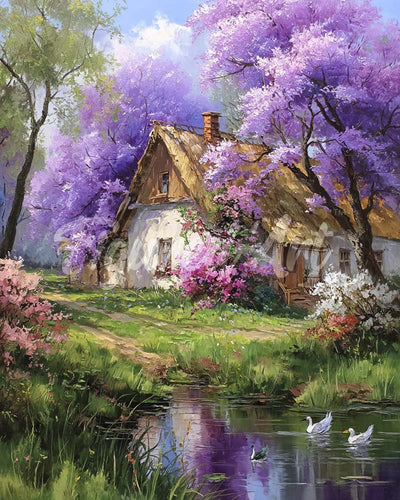 Diamond Painting - Jacaranda-Häuschen