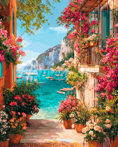 Diamond Painting - Blick auf die Italienische Riviera