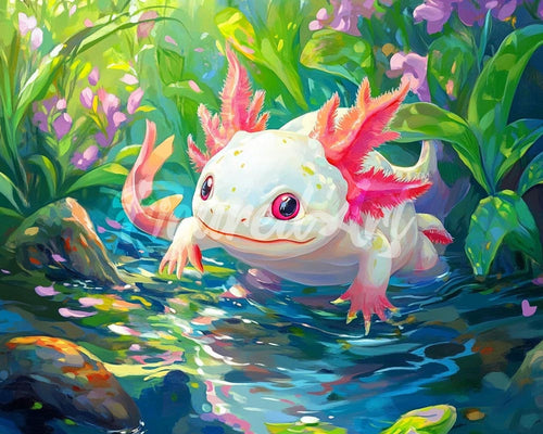 Diamond Painting - Schwimmender Axolotl