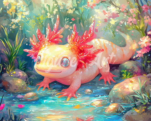 Diamond Painting - Sonnenbadender Axolotl