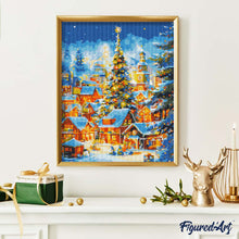 Laden Sie das Bild in den Galerie-Viewer, Diamond Painting - Funkelndes Weihnachtsdorf – 40 x 50 cm auf Keilrahmen gespannt